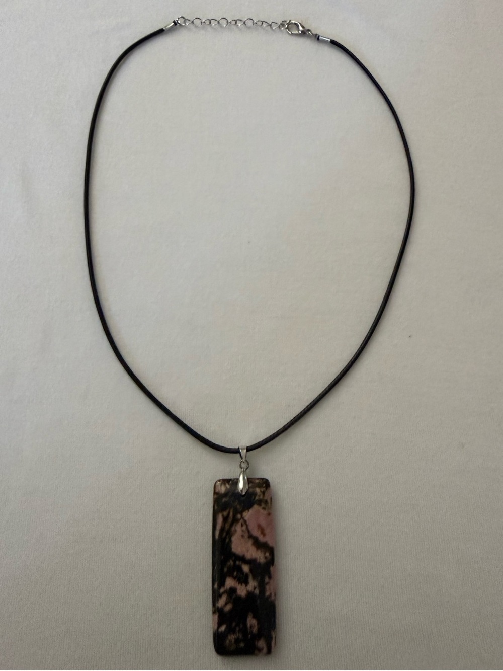 Like New (Worn Once) Handmade Etsy Artisan Pink + Black Jasper Stone Pendant